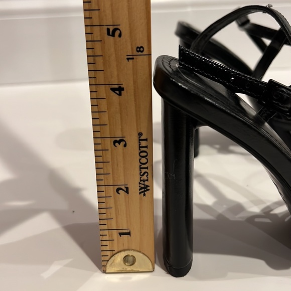 ZARA Black Leather Square Toe Strappy Heels w/ Ankle Strap Size 6 - Picture 4 of 6